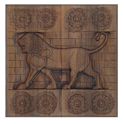 Plateau de Backgammon Sculpté en Bois, Fabriqué à la Main avec l’Héritage Persan Lion