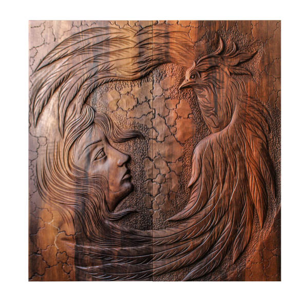 Plateau de Backgammon Sculpté en Bois, Fabriqué à la Main avec l'Héritage Persan Phoenix