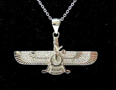 Pendentif en Argent Minimaliste Symbole Zoroastrien Faravahar
