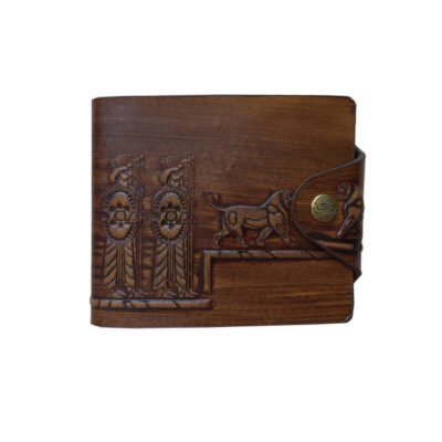 Portefeuille bifold en cuir persan pour hommes avec design Achéménide