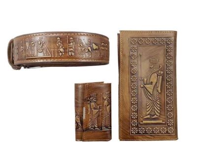 Coffret Cadeau Artisanal Persan Précieux – Portefeuille, Porte-clés et Porte-cartes