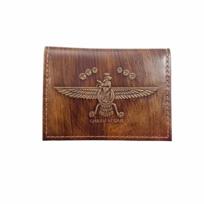 Portefeuille bifold en cuir persan pour hommes avec design Achéménide et Faravahar