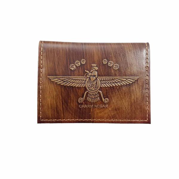 Portefeuille bifold en cuir persan pour hommes avec design Achéménide et Faravahar
