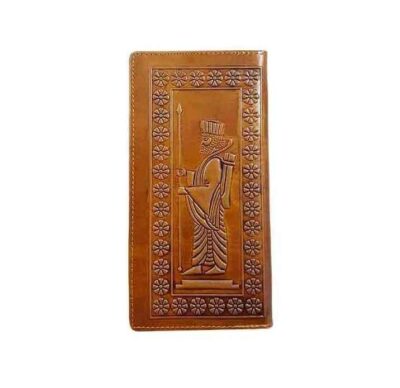 Portefeuille long en cuir persan pour hommes avec design Achéménide