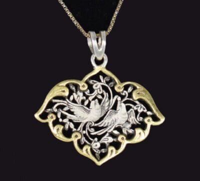 Pendentif en argent gravé persan fait main Morghe Amin