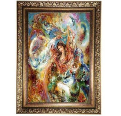 Tapis mural persan de Tabriz représentant la miniature 1438KC