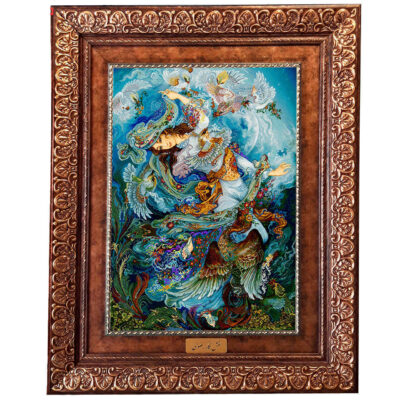 Tapis mural persan de Tabriz représentant la miniature 546KP