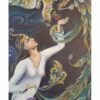 Peinture d'art miniature persan originale : Acrylique sur carton – Fille et phénix