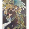 Peinture d'art miniature persan originale : Acrylique sur carton – Fille et phénix