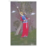 Peinture d’art safavide persan originale : Aquarelle et gouache sur carton – Majordome