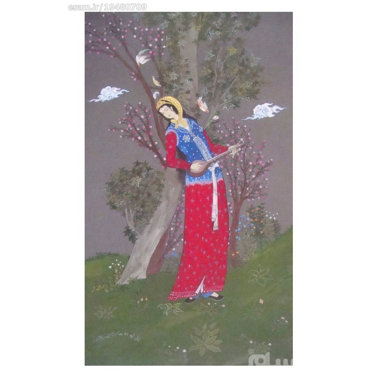 Peinture d'art safavide persan originale : Aquarelle et gouache sur carton – Majordome
