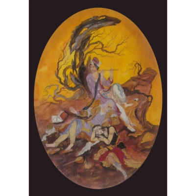 Peinture d’art miniature persan originale : Aquarelle et gouache – Instrument Ney