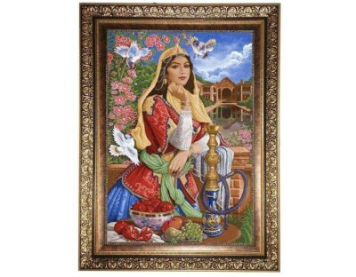 Tapis persan figuratif représentant une fille