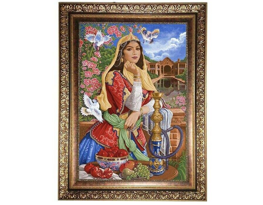 Tapis persan figuratif représentant une fille