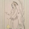 Peinture d'art safavide persan originale : Aquarelle et gouache sur carton – Printemps et Setar