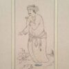 Peinture d'art safavide persan originale : Aquarelle et gouache sur carton – Printemps et Setar