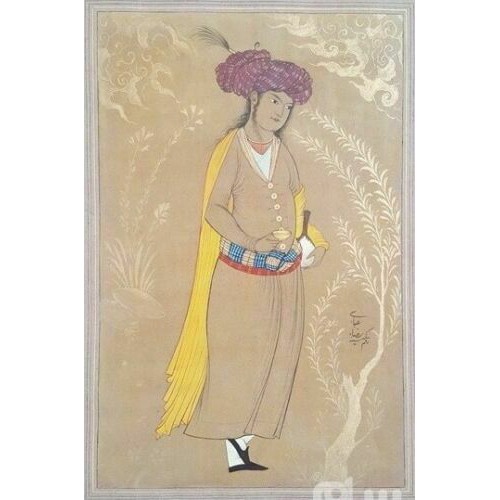 Peinture d'art miniature persan originale : Gouache et aquarelle – Chasse