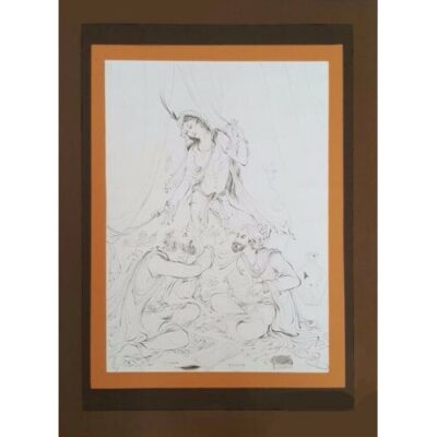 Peinture d’art miniature persan originale : Aquarelle – Rumi et Shams