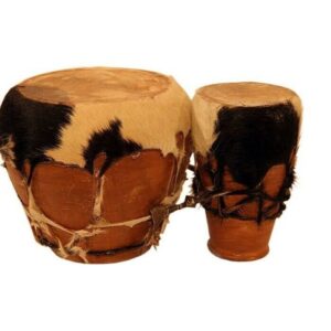 Persian Naqareh Double Drum with Clay Body and Calfskin Head