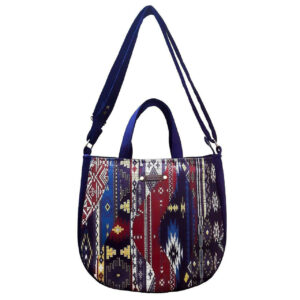 Sac à bandoulière en suède boho avec motif inspiré du persan