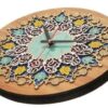 Horloge Murale en Bois Incrusté Persan avec Motif Floral