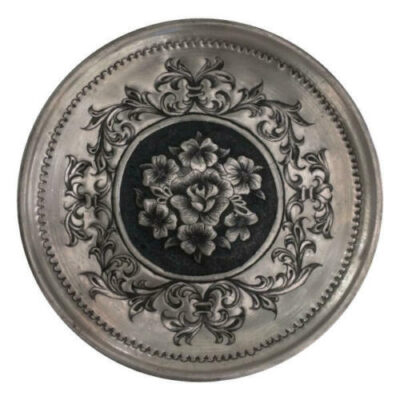 Assiette Décorative Persane en Cuivre Gravé Fleurs