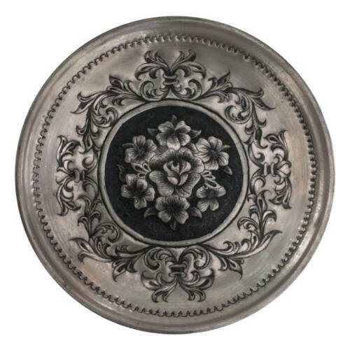 Assiette Décorative Persane en Cuivre Gravé Fleurs