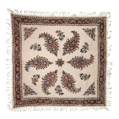 Nappe Persane : Nappe Traditionnelle à Impressions au Bloc Kalamkari d’Ispahan Atrian