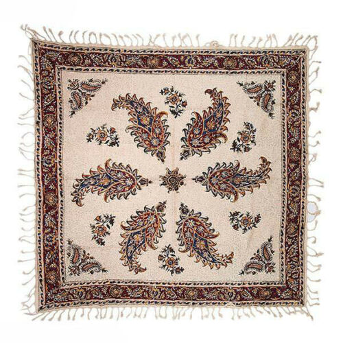 Nappe Persane : Nappe Traditionnelle à Impressions au Bloc Kalamkari d'Ispahan Atrian