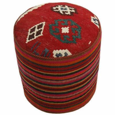 Pouf kilim ottoman authentique d’origine Iran, fait main H107