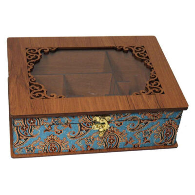 Boîte en bois pour sachets de thé avec coffre Termeh LBL55