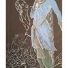 Peinture d'art miniature persan originale : Gouache et aquarelle – Fille et vieil homme