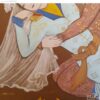 Peinture d'art safavide persan originale : Aquarelle et gouache sur carton – Layla et Majnoun