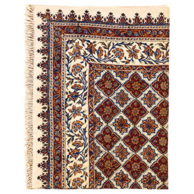 Nappe Persane : Nappe Traditionnelle à Impressions au Bloc Kalamkari d’Ispahan G280