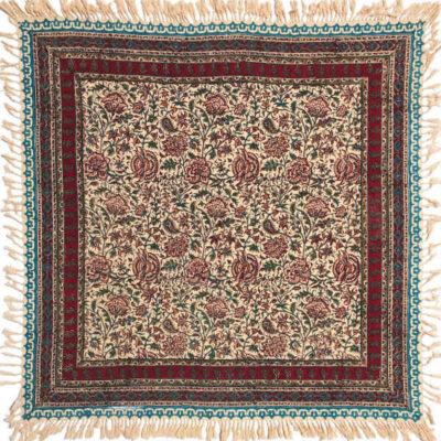 Nappe Persane : Nappe Traditionnelle à Impressions au Bloc Kalamkari d’Ispahan G112