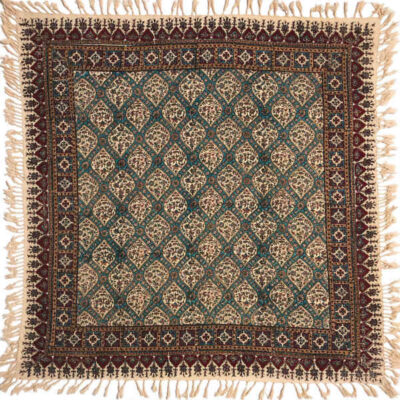 Nappe Persane : Nappe Traditionnelle à Impressions au Bloc Kalamkari d’Ispahan G114