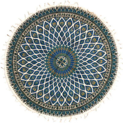 Nappe Persane : Nappe Traditionnelle à Impressions au Bloc Kalamkari d’Ispahan G126