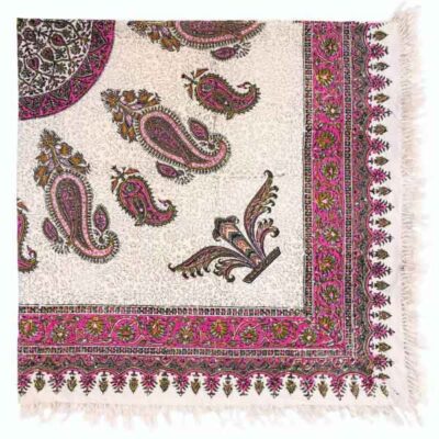 Nappe Persane : Nappe Traditionnelle à Impressions au Bloc Kalamkari d’Ispahan G54