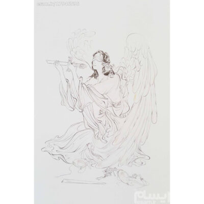 Peinture d’art miniature persan originale : Aquarelle – Ange de la justice