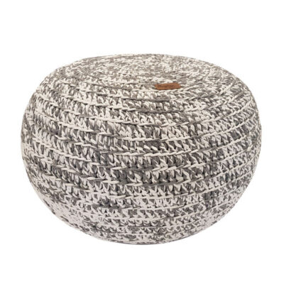 Pouf rond tricoté couleur grise