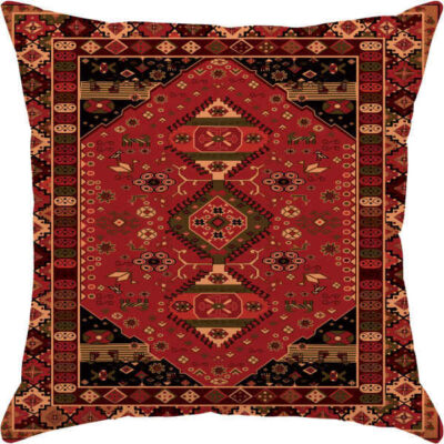 Coussin de sol en velours bohémien inspiré par l’élégance persane rouge