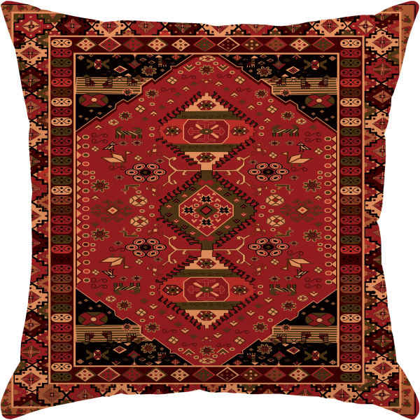 Coussin de sol en velours bohémien inspiré par l'élégance persane rouge