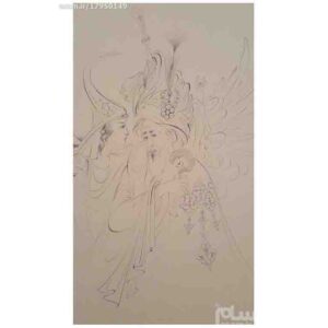 Peinture d’art miniature persan originale : Aquarelle – Sheikh et fille