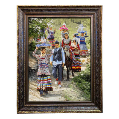 Tapis persan figuratif noué à la main de Tabriz représentant un navire (Jahaz)