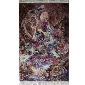 Tapis mural persan fait main de Tabriz représentant la miniature Sobghahi