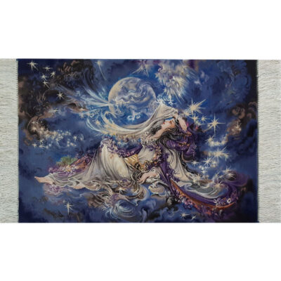 Tapis mural persan fait main de Tabriz représentant la miniature Foroq