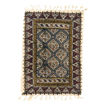 Nappe Persane : Nappe Traditionnelle à Impressions au Bloc Kalamkari d’Ispahan G86