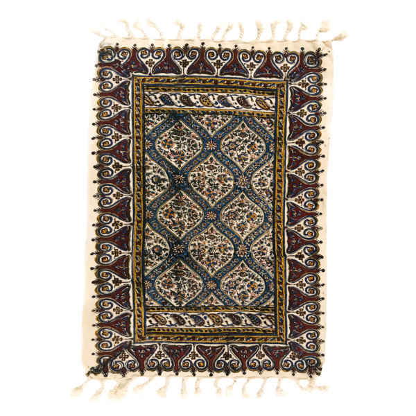 Nappe Persane : Nappe Traditionnelle à Impressions au Bloc Kalamkari d'Ispahan G86
