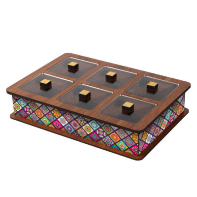 Boîte en bois pour sachets de thé avec coffres Kheshti