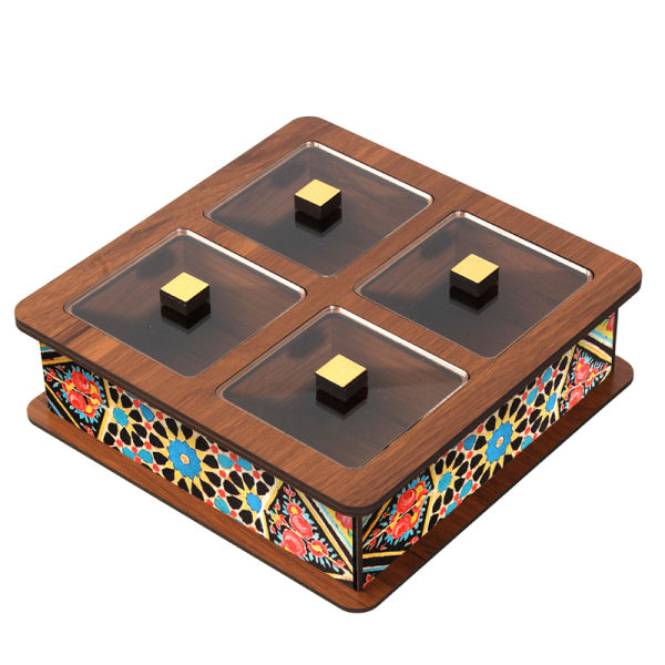 Boîte Organisatrice de Sachets de Thé en Bois avec Coffres 6016